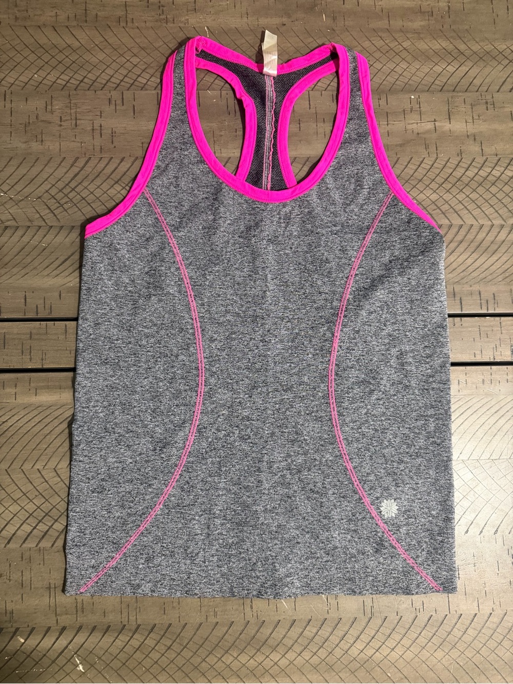Women’s Grey Racerback Tank with Pink Trim